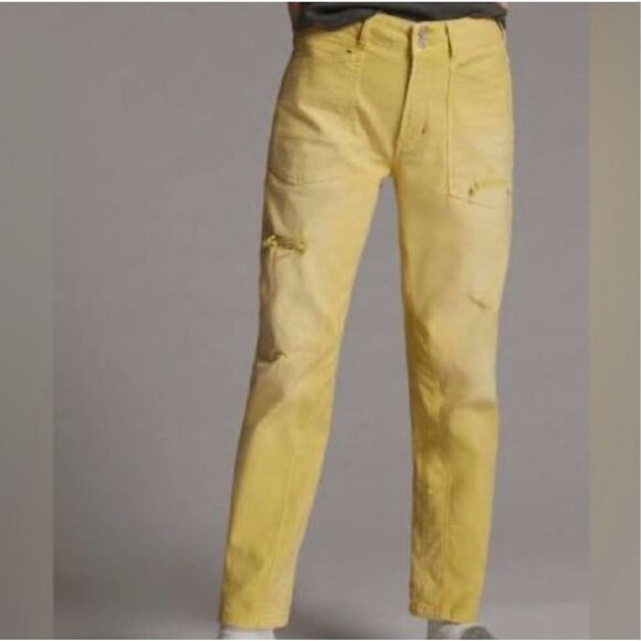 ✨Pilcro by Anthropologie The Wanderer Yellow Sz 28 Pants✨ - Picture 2 of 9